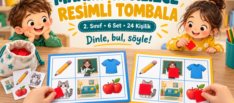 İngilizce resimli tombala maarif model